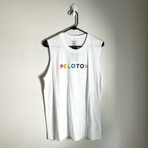 NWT Peloton Latitude Unisex Muscle Tank - Size M | “LEAD WITH LOVE” ♥️🧡💛💚💙💜